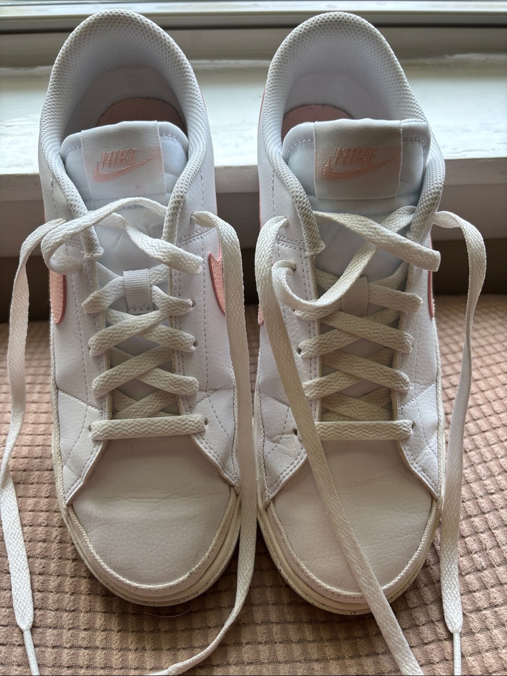 Women’s Nike Court Legacy Sneakers with Light Pink Swoosh